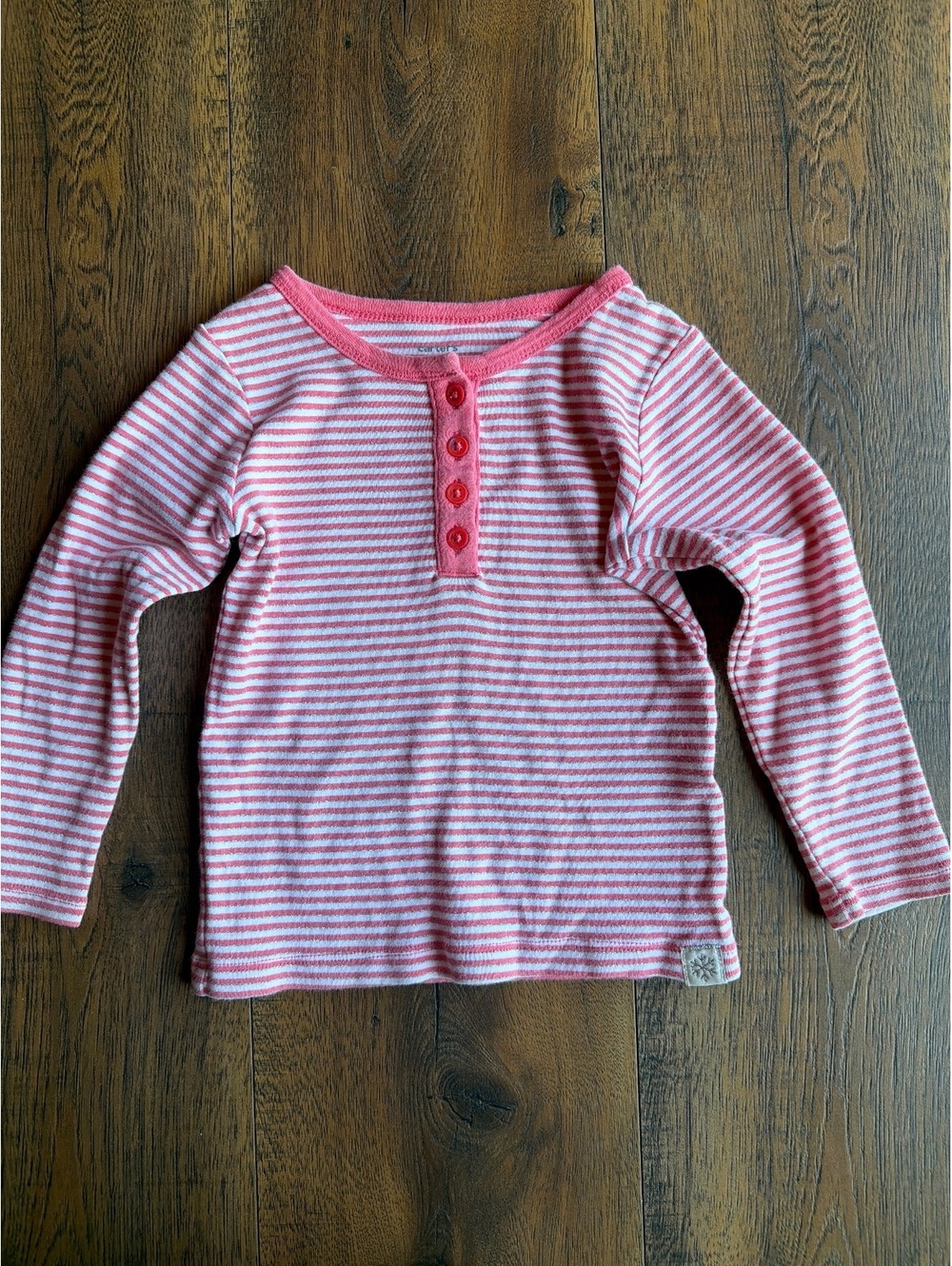 Carter's Toddler Girls' Pink and White Striped Long Sleeve Shirt Size 3T
